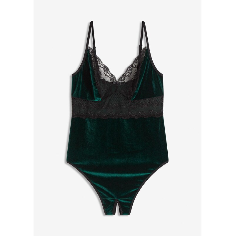 bonprix Sametové body ouvert zelená Žena 74688606