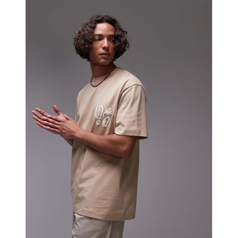 Topman premium relaxed fit t-shirt with front and back abstract