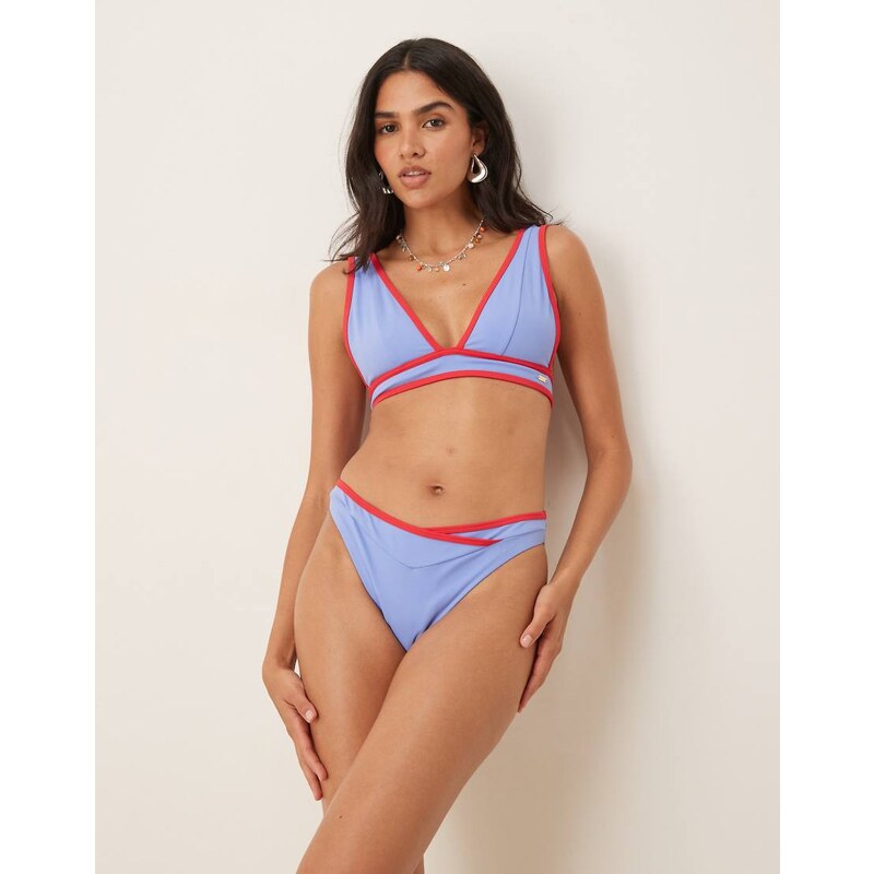TALA contrast plunge bikini top in blue 106862009