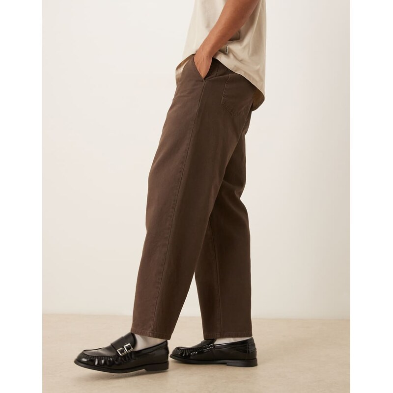ASOS DESIGN relaxed tapered trousers in brown