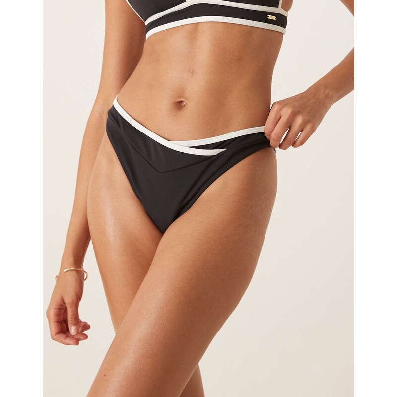 TALA contrast wrap waist bikini brief in black 106862111