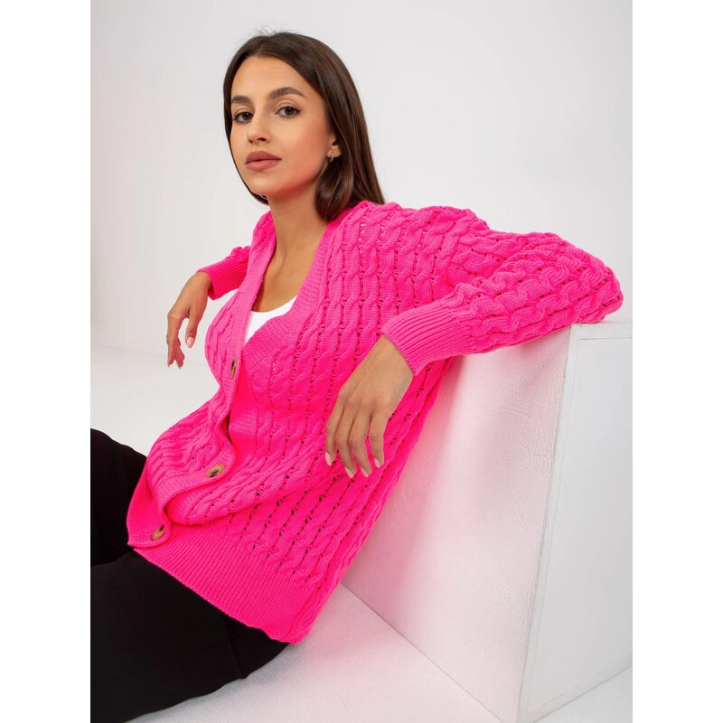 FPrice Dámský svetr LC SW 8036 fluo růžový