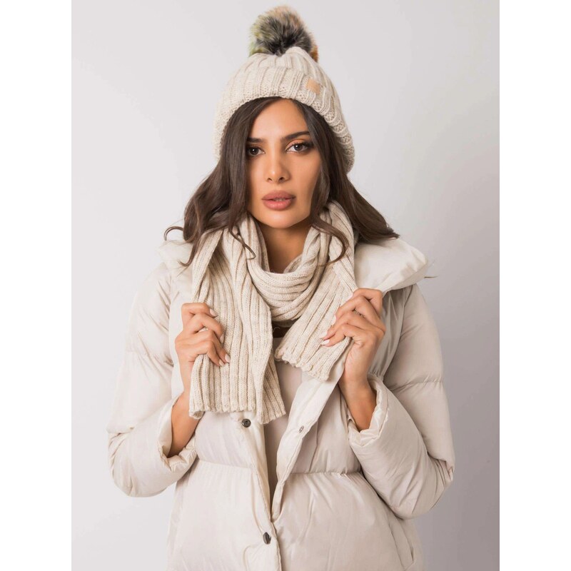 Set čepice a šály JK KMPL 7 1.40X béžová - FPrice