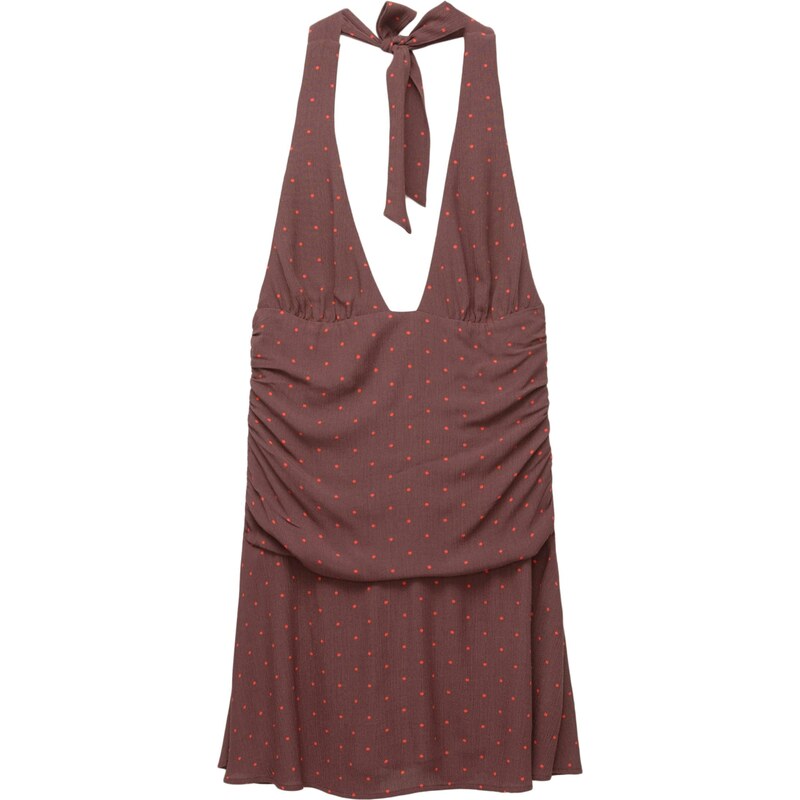 Pull&Bear Letní šaty čokoládová / červená
