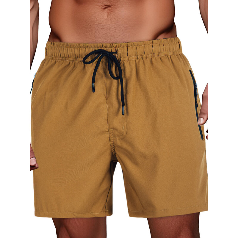 BASIC Camel pánské plavecké kraťasy s kapsami Hnědá