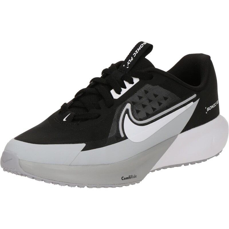 NIKE Sportovní boty Sonic Fly světle šedá / černá / bílá
