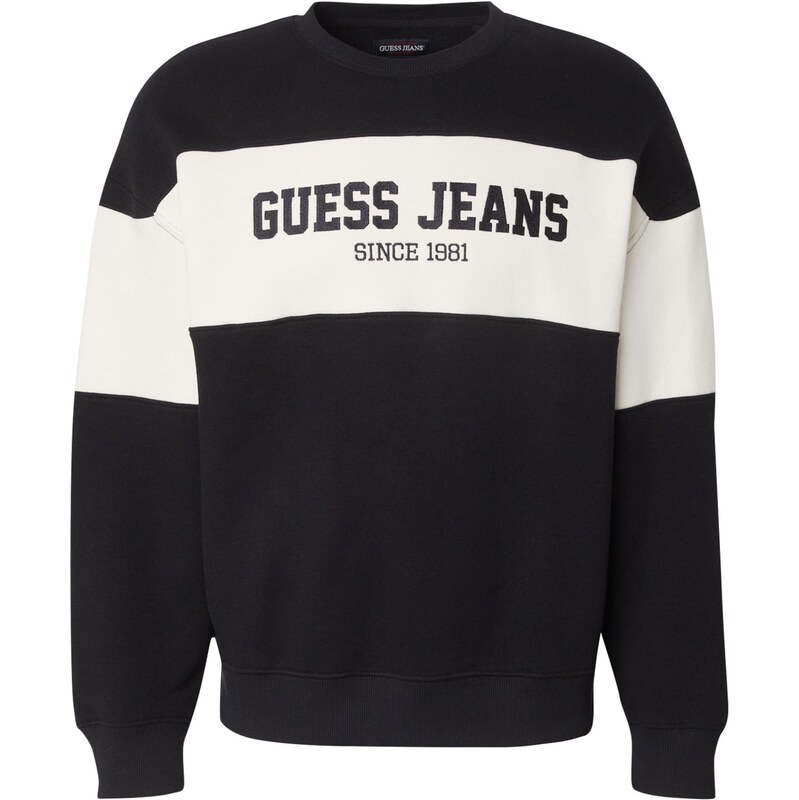 GUESS JEANS Mikina Horizont světle béžová / černá
