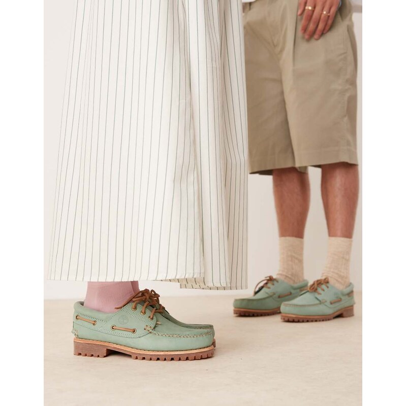 Timberland Authentic 3 eye boat shoe in pastel green