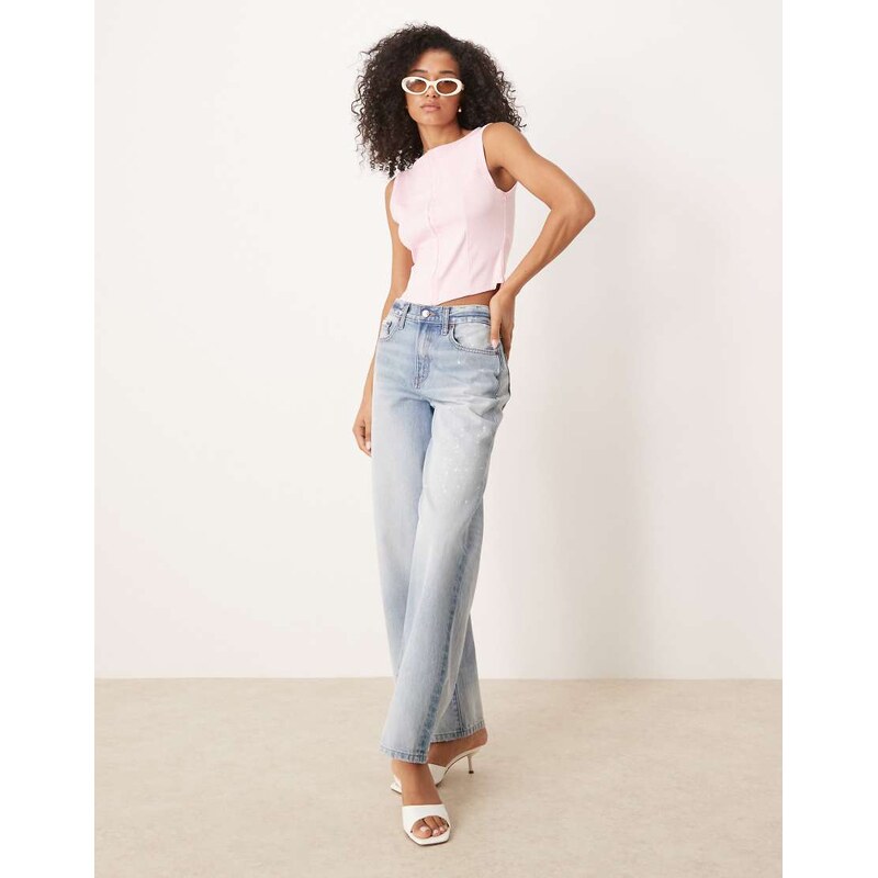 ASOS DESIGN sleeveless button down top in pink