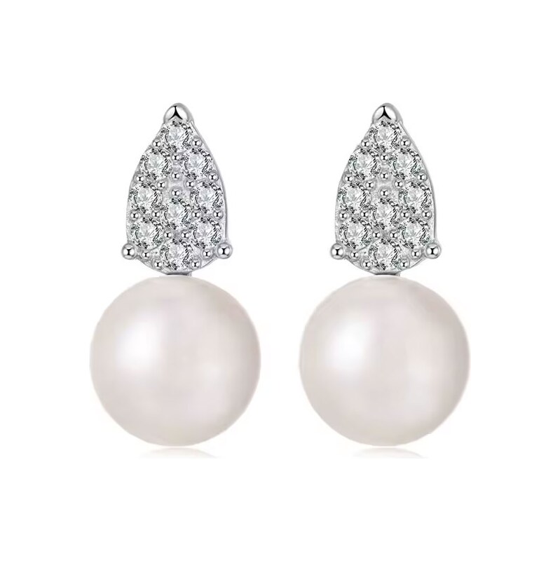 GRACE Silver Jewellery Stříbrné náušnice Selma - 9 mm perla, 106904813