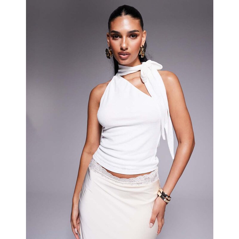 Princess Polly Anderstone slinky scarf neck tie top in white