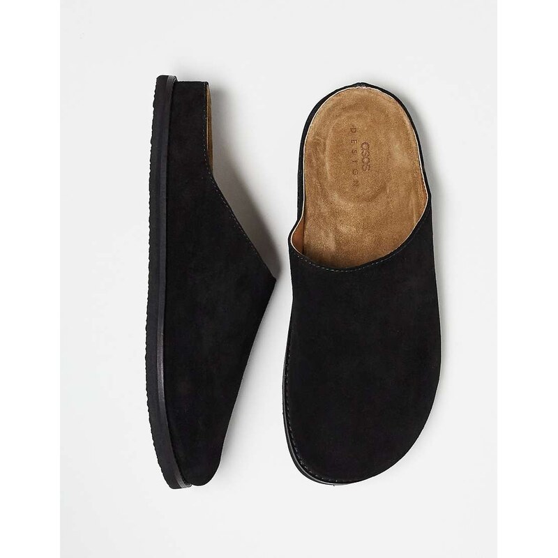 ASOS DESIGN mule clog sandals in black suede