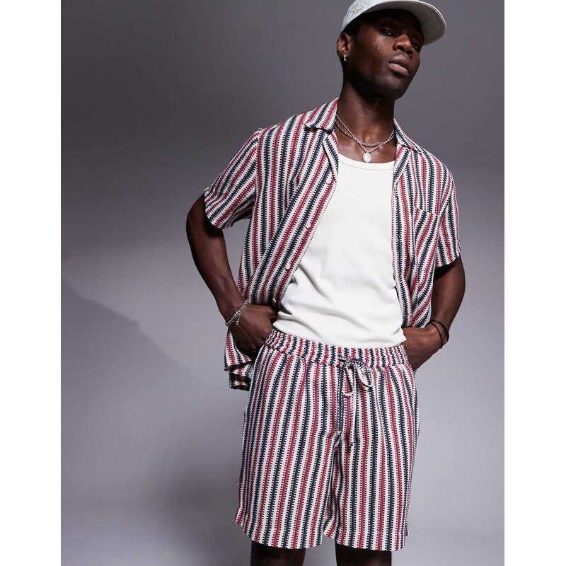 South Beach stripe knit beach short co-ord in multi