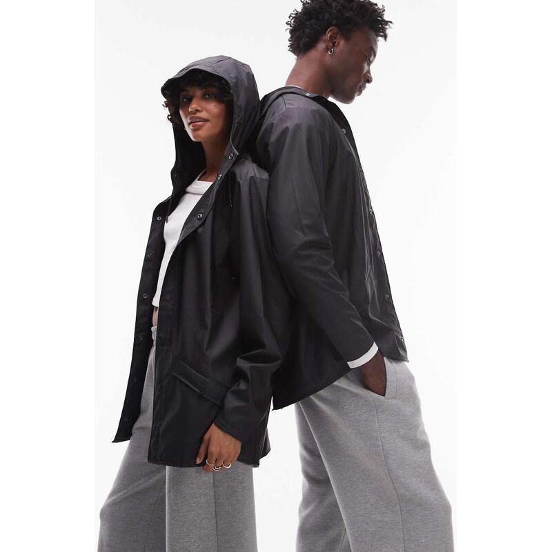 Rains 12010 unisex waterproof short jacket in black