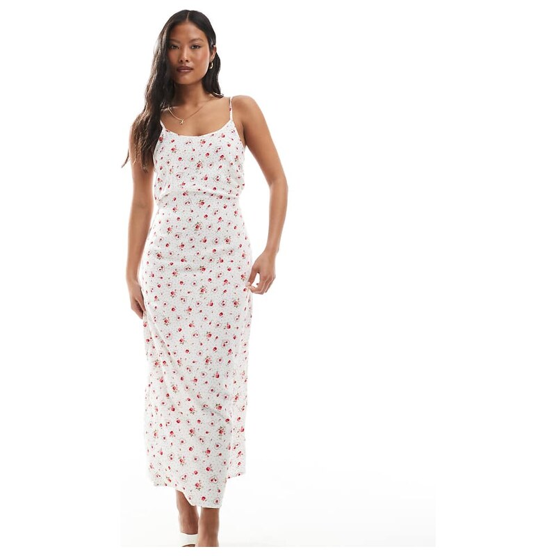 Miss Selfridge Petite strappy scoop neck maxi slip dress in heart 115510962