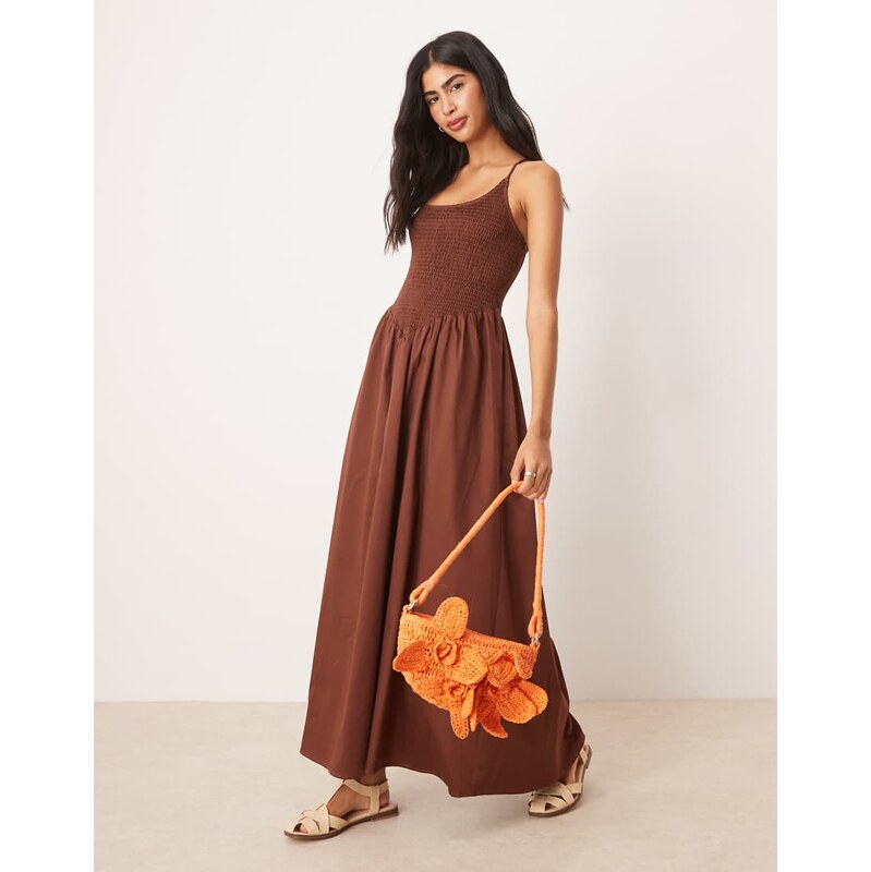ASOS DESIGN scoop neck crinkle maxi sundress with cross back in