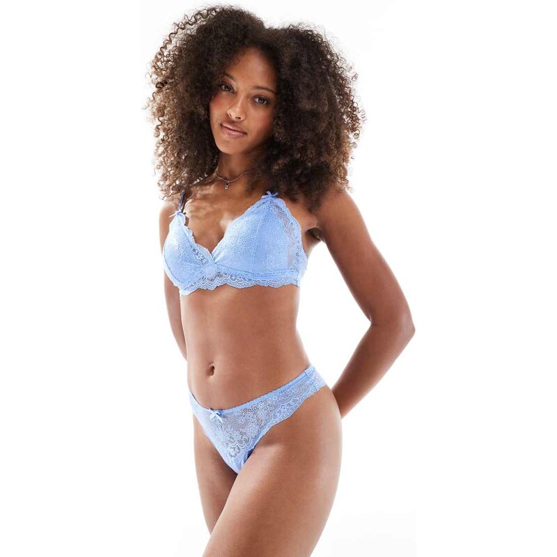 Lindex Valerie lace thong in cornflower blue