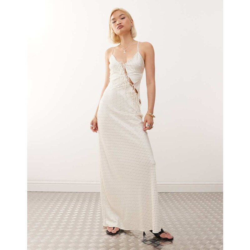 Lioness About A Girl asymmetric bow tie cutout detail satin maxi dress 112216890