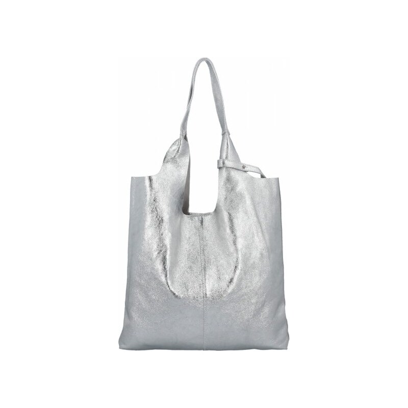 Kožené kabelka shopper bag Vittoria Gotti stříbrná 165 114499242