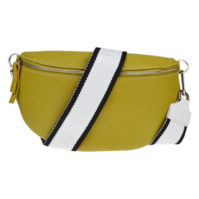 Zelená kožená italská crossbody kabelka Reni Grande Pistacchio s