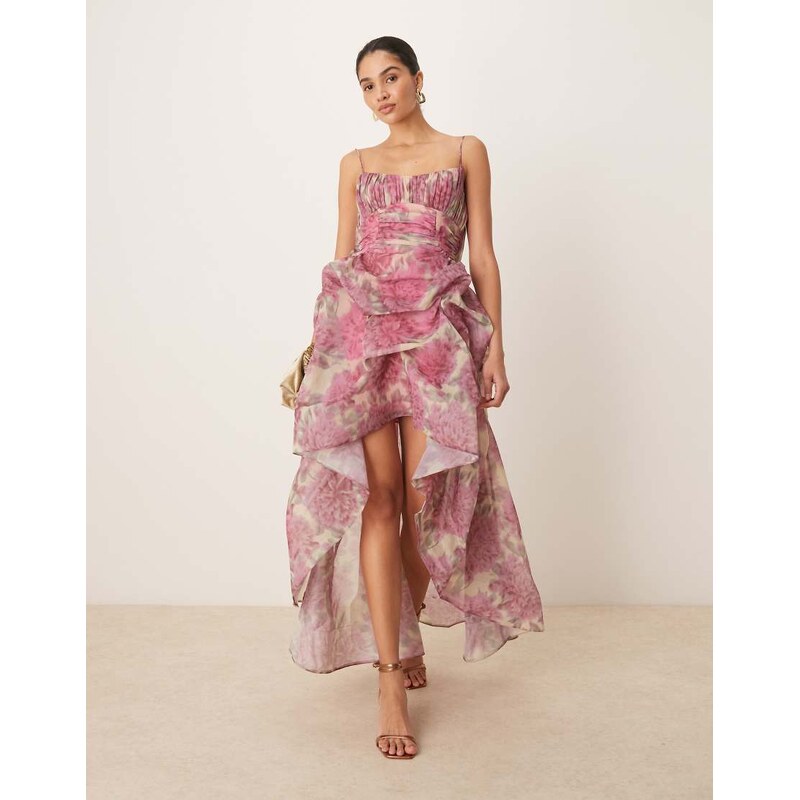 ASOS DESIGN organdie maxi dress with manipulated skirt and high