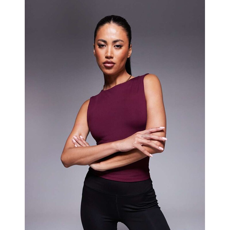 4505 Icon soft touch high neck tank with inner bra in mulberry-Purple 109645751