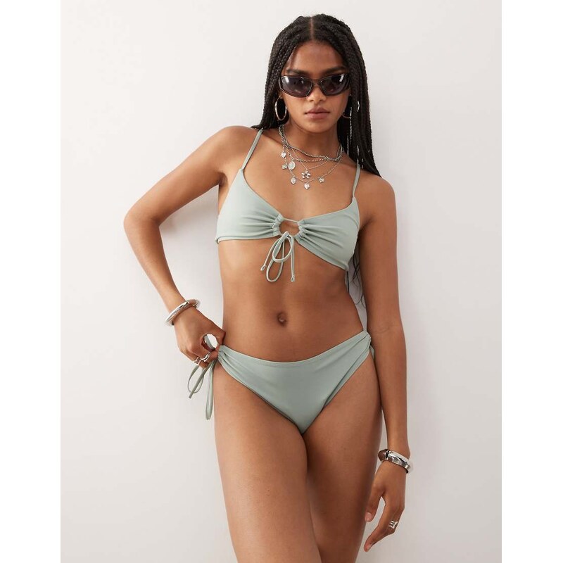 Weekday bikini top with keyhole detail in sage green