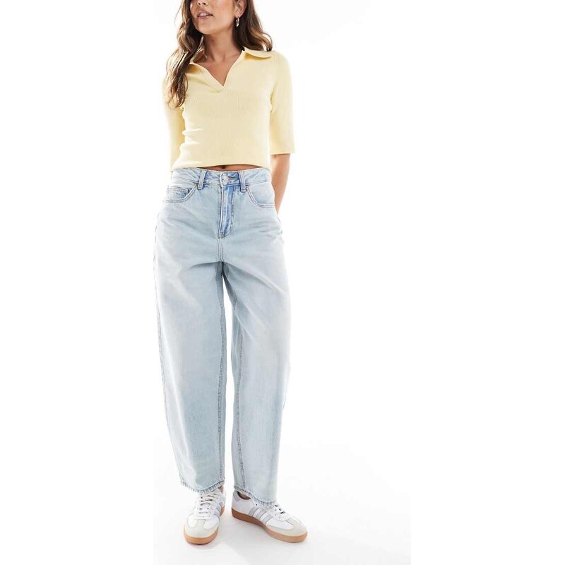 Vero Moda Billie barrel leg jeans in light blue wash