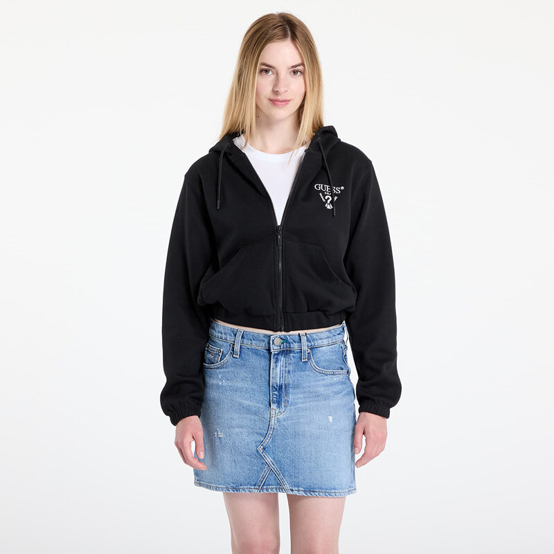 Mikina GUESS Roberta Full Zip Crop Sweatshirt Black M