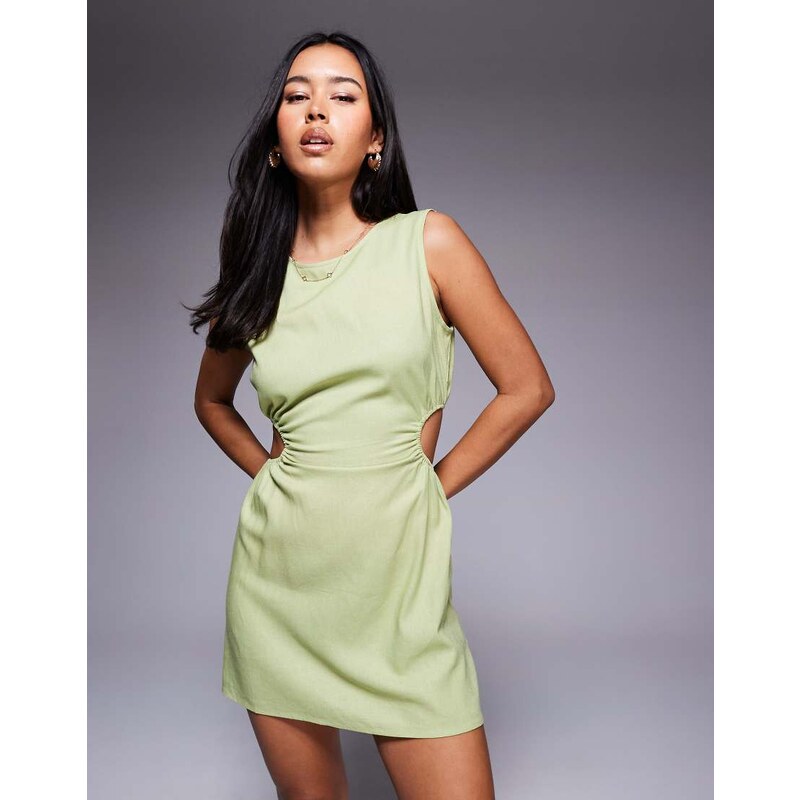 Princess Polly Mayzie linen blend cut out side sleeveless mini