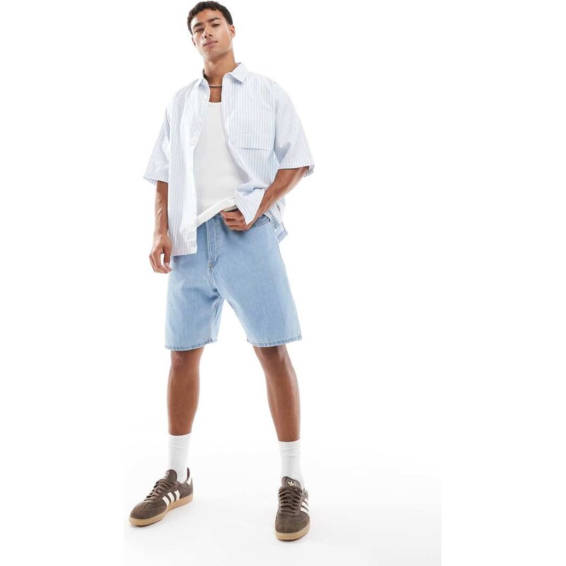 Jack & Jones Tony loose fit denim shorts in light wash blue