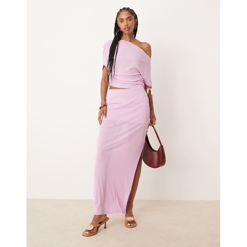 ASOS DESIGN mix & match mesh semi sheer side split maxi skirt in