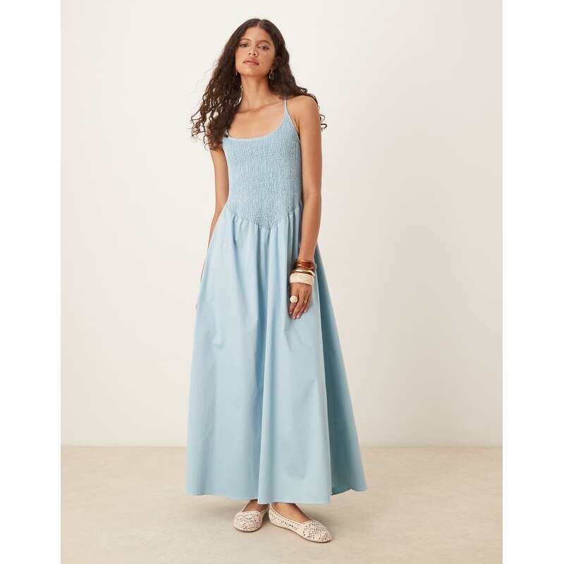ASOS DESIGN scoop neck crinkle maxi sundress with cross back in