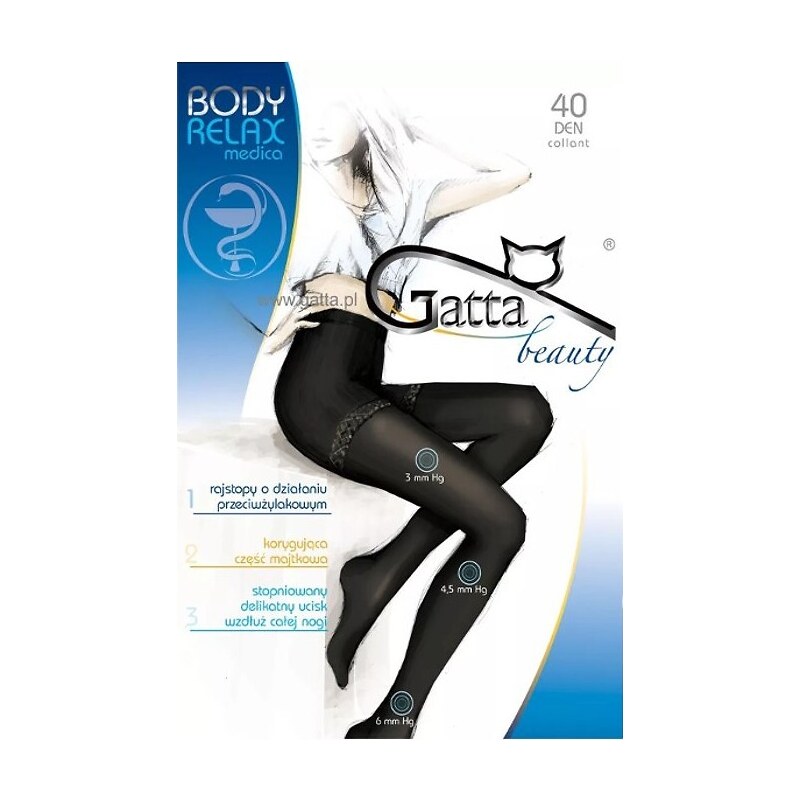 Silonky Gatta Body Relax Medica 40 den Plus size Černá 85883363