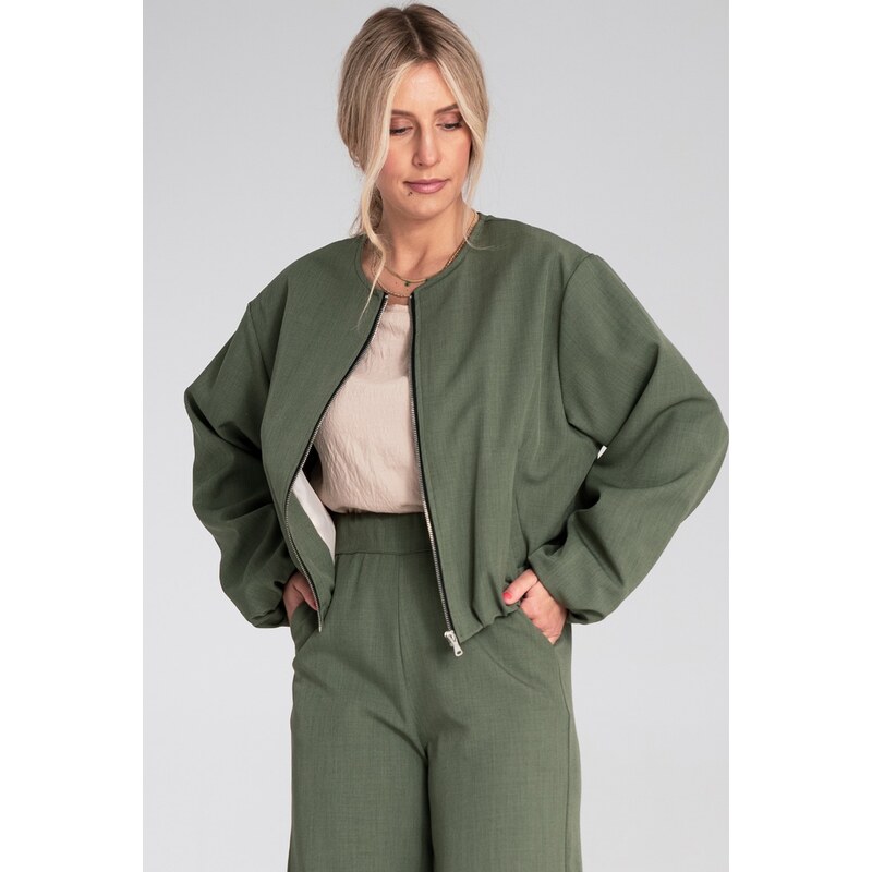 FIGL Olivově zelený lehký dámský krátký bomber M1198 Green
