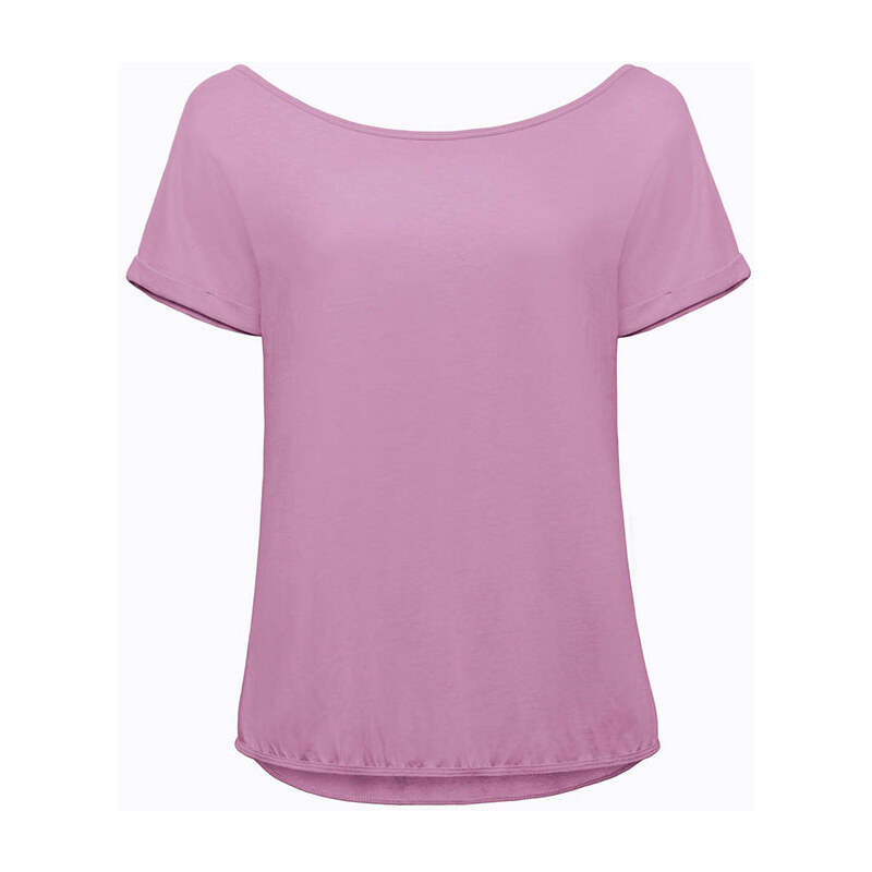 Letní tričko s širokým výstřihem - Světle růžová M/L