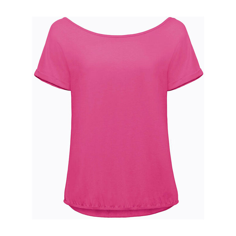Letní tričko s širokým výstřihem - Zářivě růžová M/L