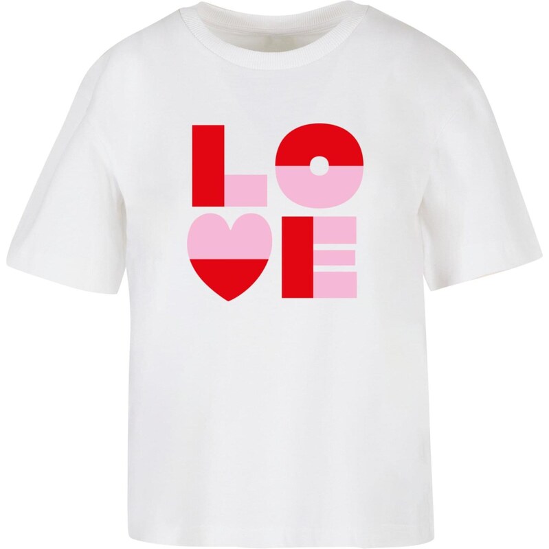 Miss Tee Tričko Love Heart Letters růžová / červená / bílá