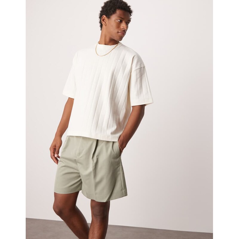 ASOS DESIGN smart bermuda shorts with front pleat and belt