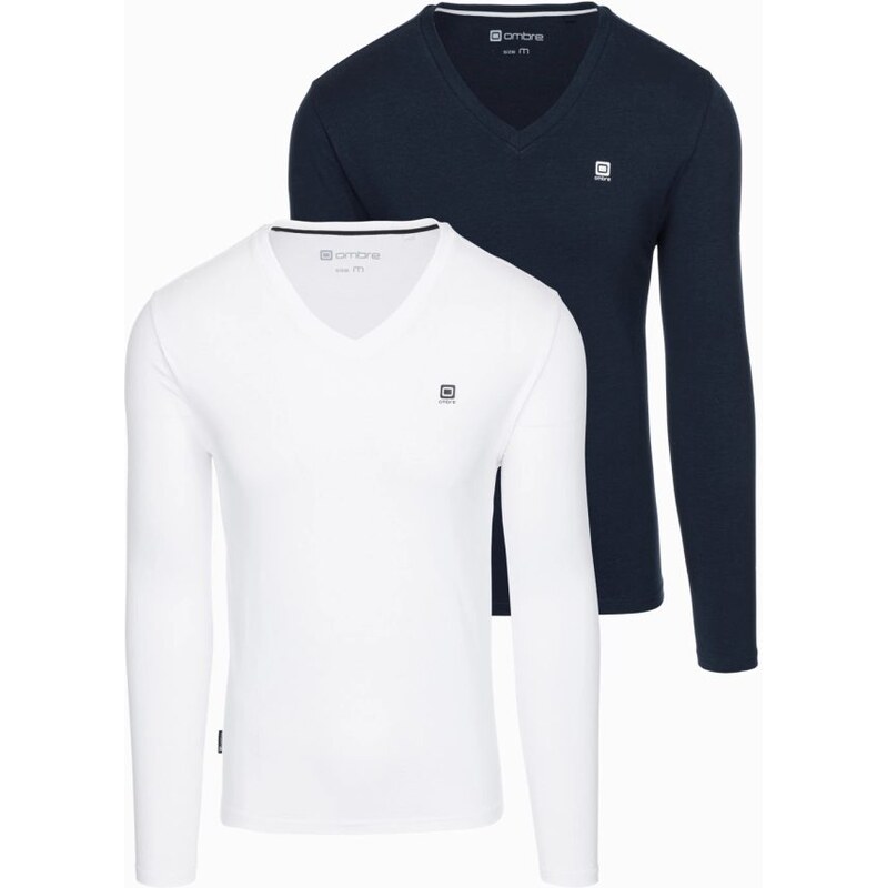 Ombre Clothing Dvojité balení triček s dlouhým rukávem a logem