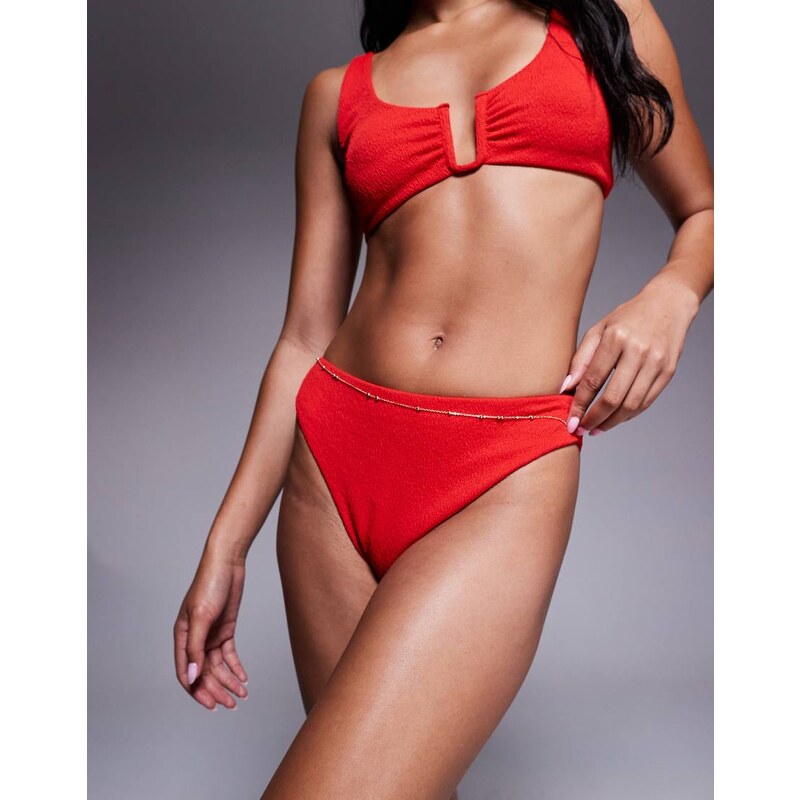 The Frolic exclusive crinkle bikini bottom co-ord in red
