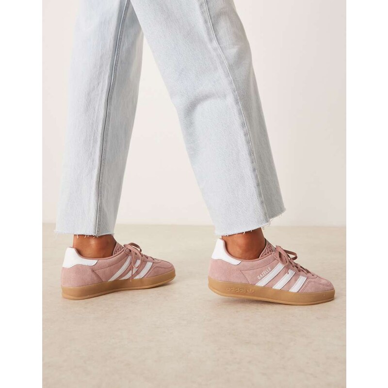 adidas Originals Gazelle Indoor trainers in dusty pink and white 107043947