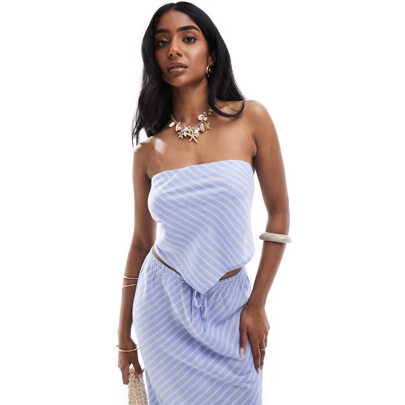 ONLY scarf top co-ord in diagonal blue stripes