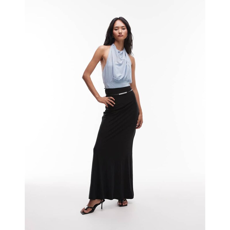 Mango x Supriya Lele cinched waist body suit with draped chiffon