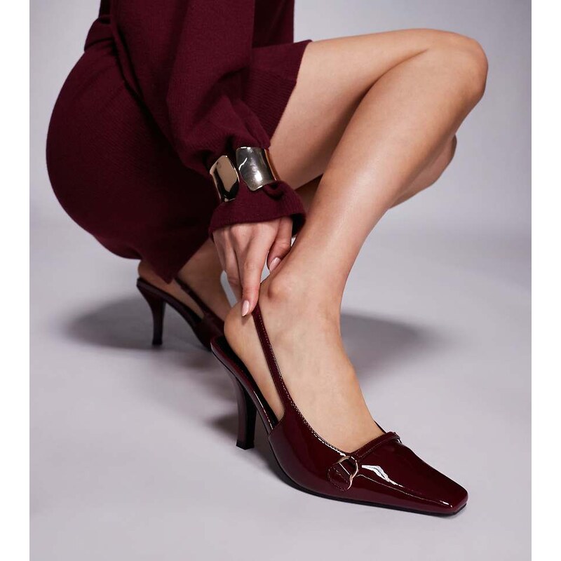 Public Desire Wide Fit Bessie sling back chiselled toe heels in