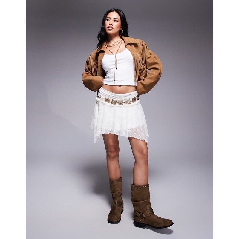 Princess Polly Ayra lace asymmetric hem fairy mini skirt in