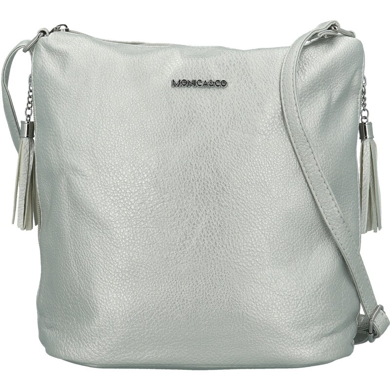 MONICA CO Trendy dámská koženková crossbody kabelka Edmundo, stříbrná 107117167