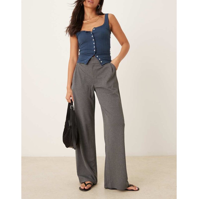 JDY wide leg tailored trousers in mid grey