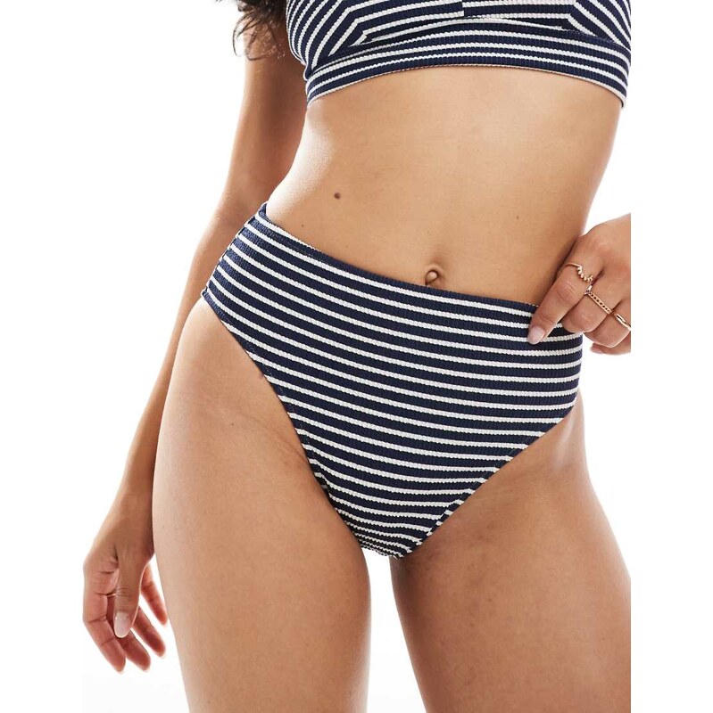 Lindex mix and match Hanna Highwaist rib bikini bottom in navy stripe 107119027