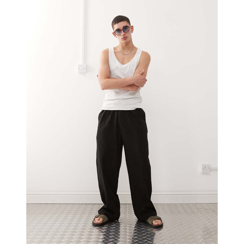 COLLUSION textured woven trouser in black - BLACK